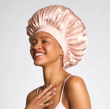 Load image into Gallery viewer, Adjustable Oversized Satin Bonnet- Blush